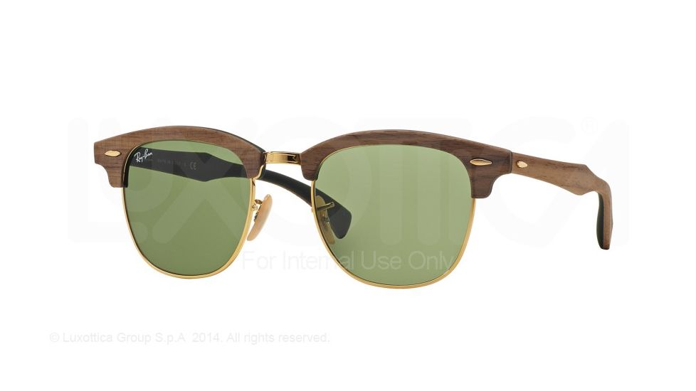 Ray-Ban CLUBMASTER M RB3016M Progressive Prescription Sunglasses RB3016M-11824E-51 - Lens Diameter 51 mm, Frame Color Walnut Rubber Green