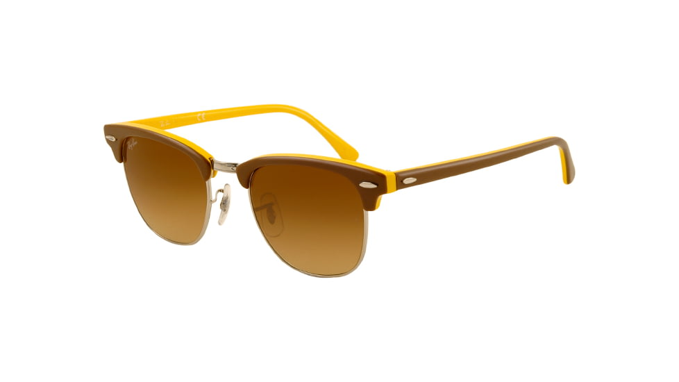Ray-Ban Clubmaster Sunglasses RB3016 110485-5121 - Top Brown on Yellow Frame, Brown Gradient Lenses