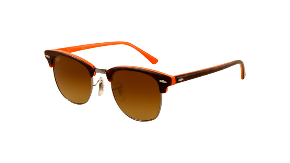 Ray-Ban Clubmaster Sunglasses RB3016 112685-5121 - Top Dark Havana on Orange Frame, Brown Gradient Lenses