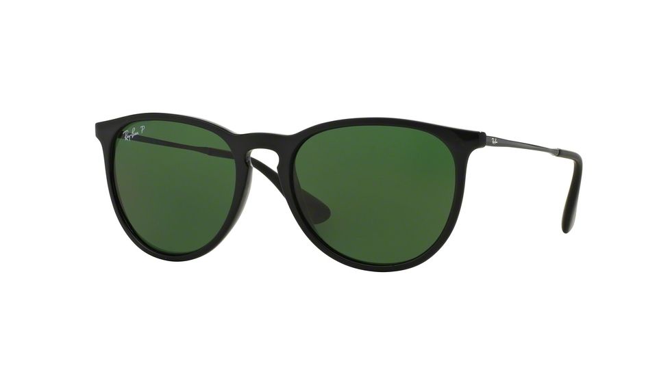 Ray-Ban ERIKA F RB4171F Sunglasses 601/2P-54 - Black Frame, Polar Green Lenses