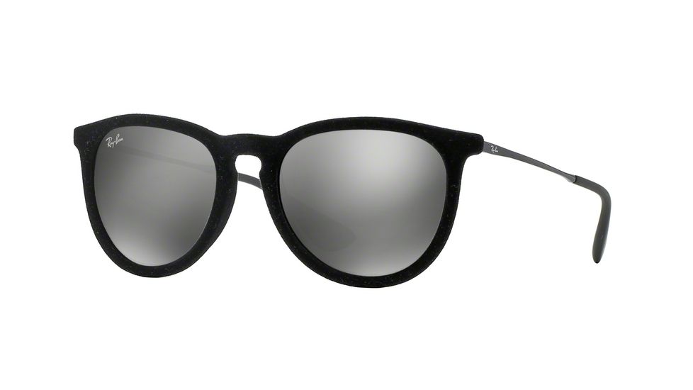Ray-Ban ERIKA F RB4171F Sunglasses 60756G-54 - Flock Black Frame, Grey Mirror Silver Lenses