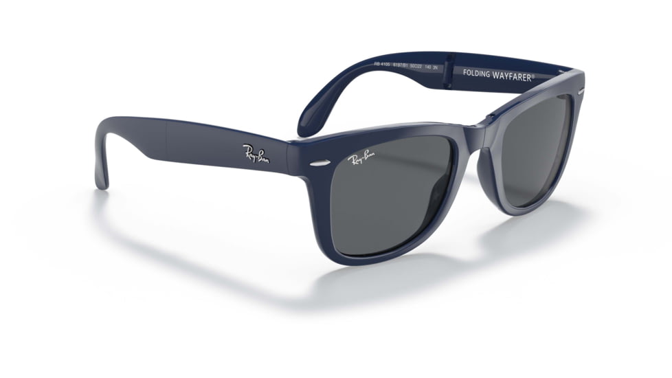 Ray-Ban Folding Wayfarer Classic Sunglasses, Dark Grey Lenses, Blue, 50, RB4105-6197B1-50