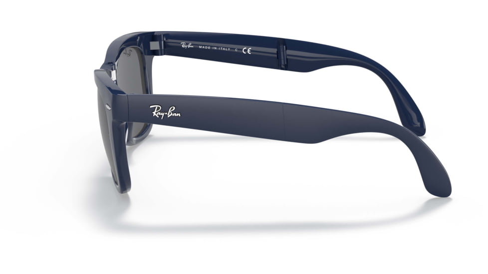 Ray-Ban Folding Wayfarer Classic Sunglasses, Dark Grey Lenses, Blue, 50, RB4105-6197B1-50