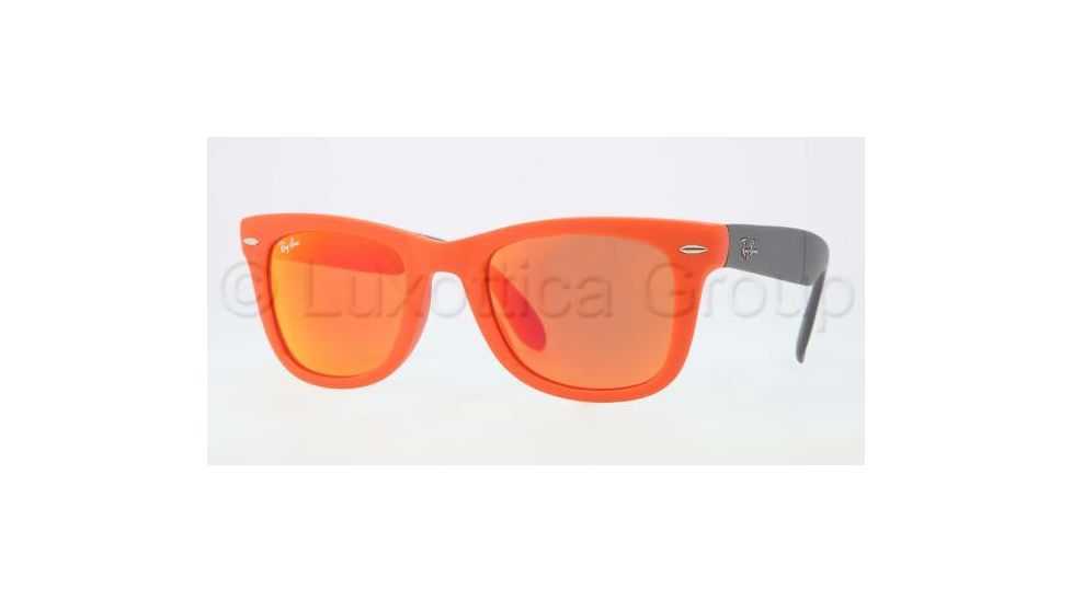 Ray-Ban Folding Wayfarer Sunglasses RB4105 601969-5420 - Matte Orange Frame, Crystal Brown/Orange Mirror Lenses