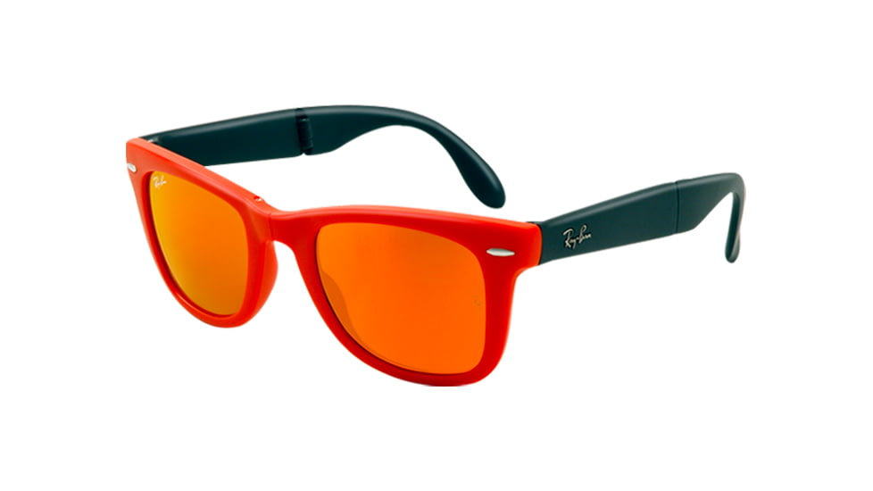 Ray-Ban Folding Wayfarer Sunglasses RB4105 601969-5420 - Matte Orange Frame, Crystal Brown/Orange Mirror Lenses