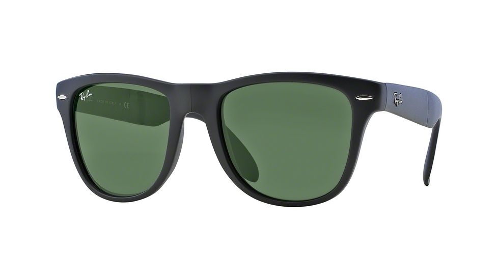 Ray-Ban Folding Wayfarer Sunglasses RB4105 601S-50 - Matte Black Frame, Crystal Green Lenses
