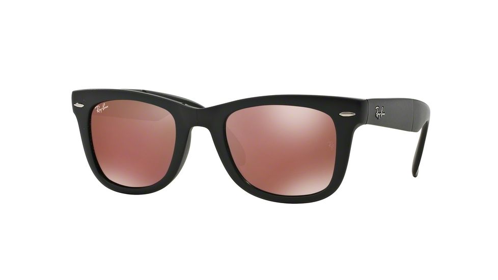 Ray-Ban Folding Wayfarer Sunglasses RB4105 601S2K-50 - Matte Black Frame, Brown Mirror Dark Red Lenses
