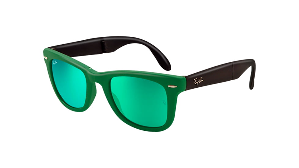 Ray-Ban Folding Wayfarer Sunglasses RB4105 602119-5022 - Matte Green Frame, Crystal Green/Green Mirror Lenses
