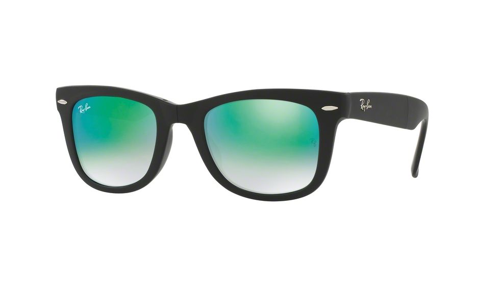 Ray-Ban Folding Wayfarer Sunglasses RB4105 60694J-50 - Matte Black Frame, Mirror Gradient Green Lenses