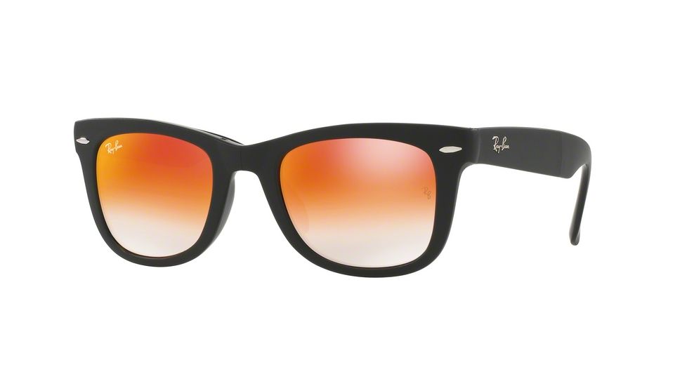Ray-Ban Folding Wayfarer Sunglasses RB4105 60694W-50 - Matte Black Frame, Mirror Gradient Red Lenses