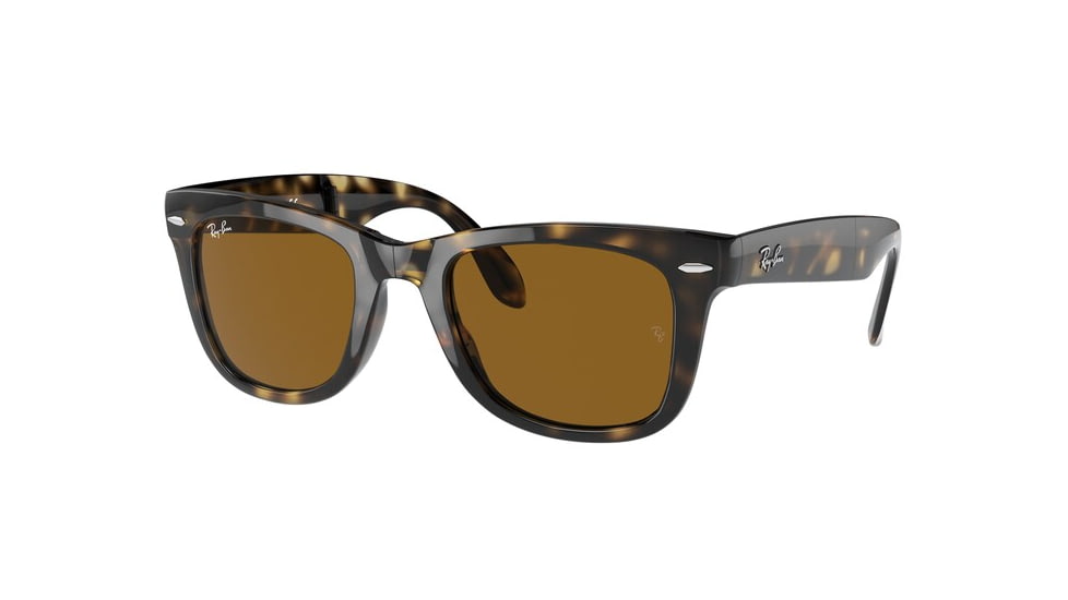 Ray-Ban Folding Wayfarer Sunglasses RB4105 710-5400 - Light Havana Frame, Crystal Green Lenses