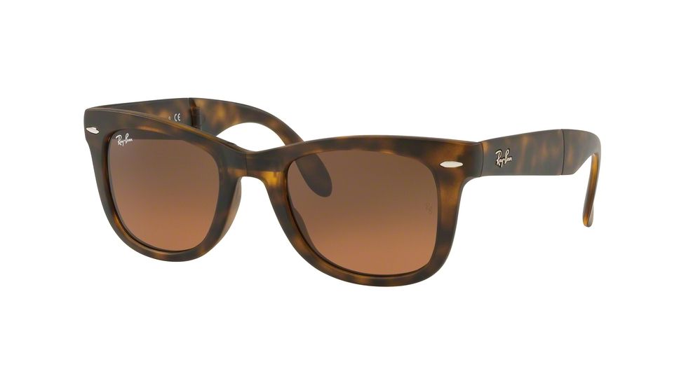 Ray-Ban Folding Wayfarer Sunglasses RB4105 894/43-50 - Matte Havana Frame, Brown Gradient Grey Lenses