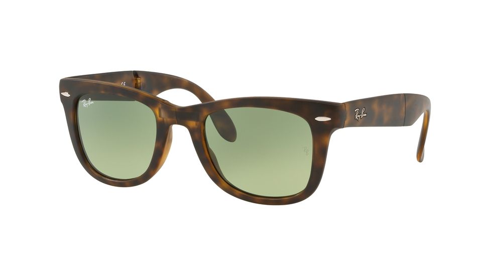 Ray-Ban Folding Wayfarer Sunglasses RB4105 894/4M-50 - Matte Havana Frame, Green Gradient Green Lenses