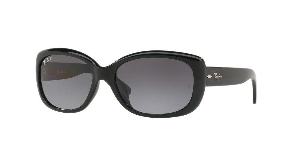 Ray-Ban JACKIE OHH RB4101F Sunglasses 601/T3-58 - Shiny Black Frame, Grey Gradient Dark Grey Polar Lenses