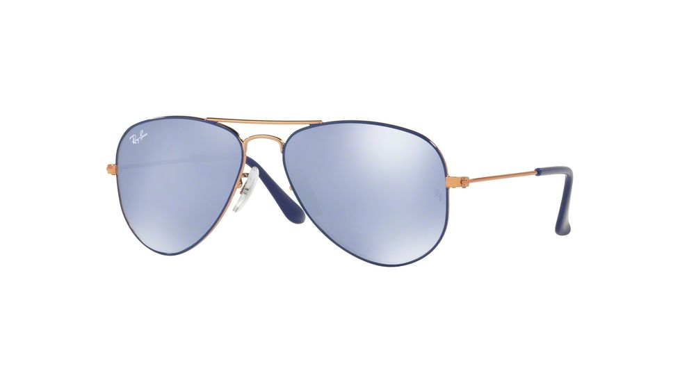 Ray-Ban Junior Sunglasses RJ9506S for Kids 264/1U-52 - Copper Top On Blue Frame, Blue Flash Silver Lenses