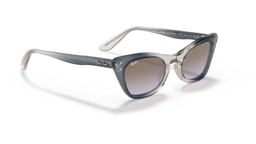 Ray-Ban Miss Burbank RJ9099S Sunglasses, Lilac Gradient Grey Lenses, Transparent Blue, 43, RJ9099S-71054Q-43