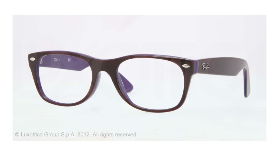 Ray-Ban New Wayfarer Eyeglasses RX5184 with Rx Prescription Lenses 5215-52 - Top Dark Havana On Violet Frame, Demo Lens Lenses