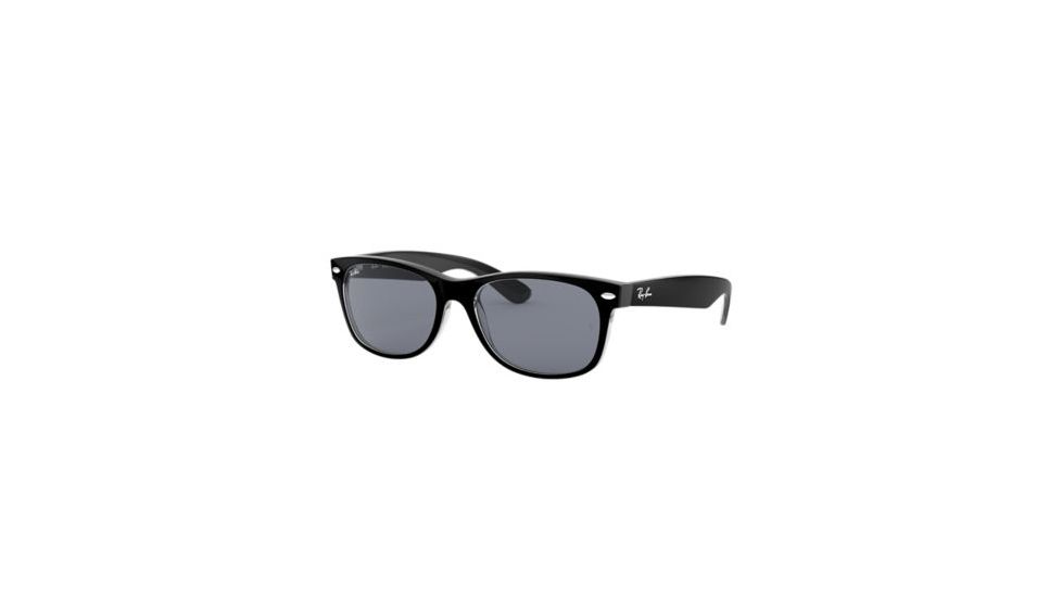 Ray-Ban New Wayfarer Prescription Sunglasses, 55mm, Black/Transparent, RB2132-6398U0-55-SV