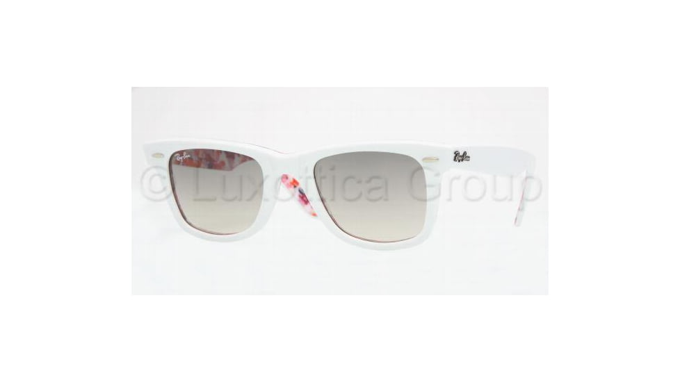 Ray-Ban Original Wayfarer RB2140 Sunglasses with No-Line Progressive Rx Prescription Lenses RB2140-102232-5022 - Lens Diameter: 50 mm, Frame Color: White / Fuchsia-Red Flower