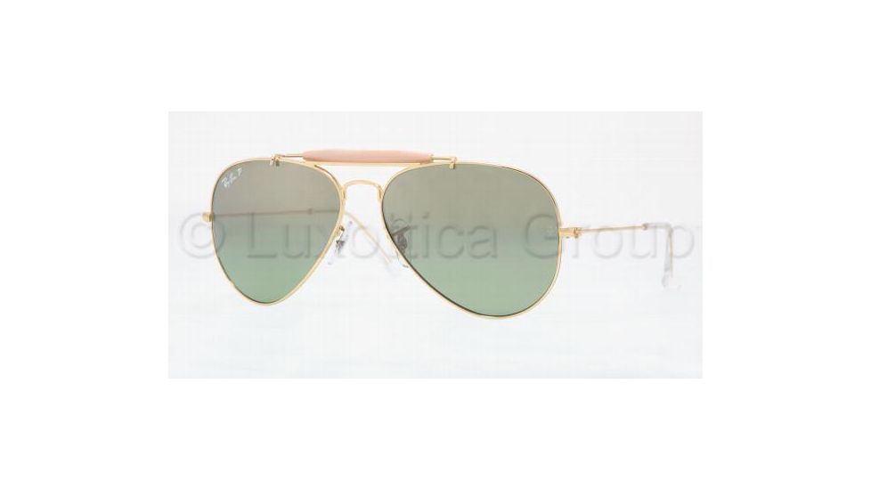 Ray-Ban Outdoorsman II Rainbow Sunglasses RB3407 001/M4-5814 - Shiny Gold Crystal Pol.green Silver Mir