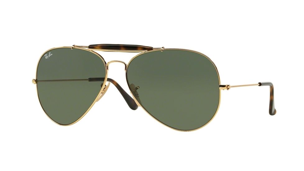 Ray-Ban Outdoorsman II Sunglasses RB3029 181-62 - Gold Frame, Dark Green Lenses
