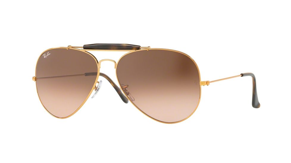 Ray-Ban Outdoorsman II Sunglasses RB3029 9001A5-62 - Shiny Light Bronze Frame, Pink Gradient Brown Lenses