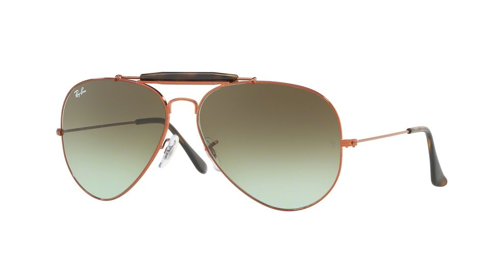 Ray-Ban Outdoorsman II Sunglasses RB3029 9002A6-62 - Shiny Medium Bronze Frame, Green Gradient Brown Lenses