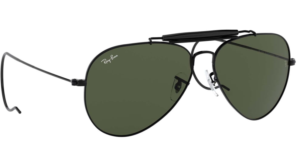Ray-Ban Outdoorsman Sunglasses, Black Frame, Crystal Green Lens, 58, L9500-5814