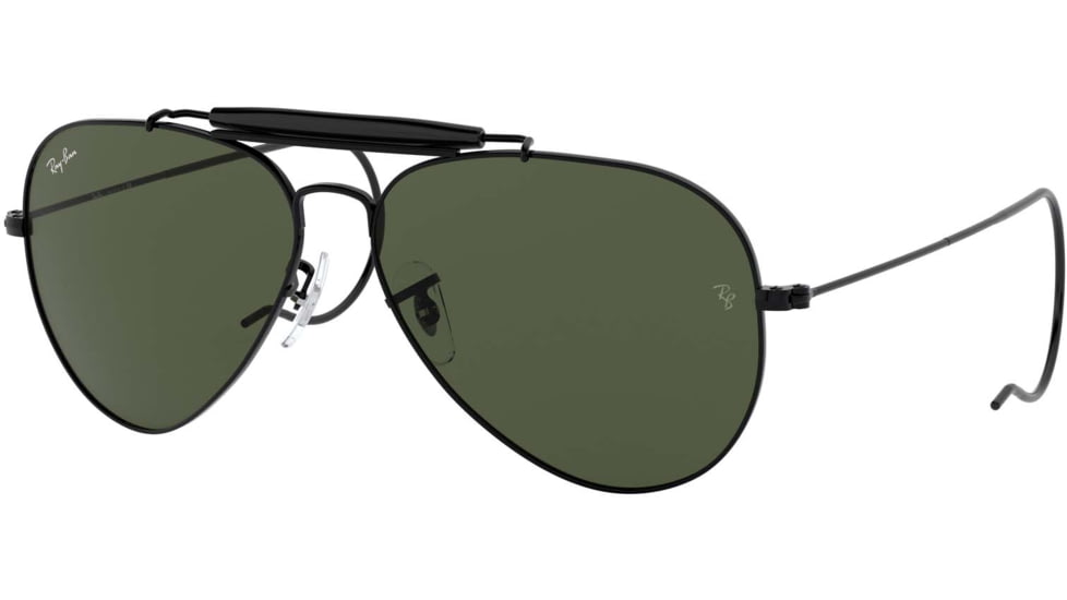 Ray-Ban Outdoorsman Sunglasses, Black Frame, Crystal Green Lens, 58, L9500-5814