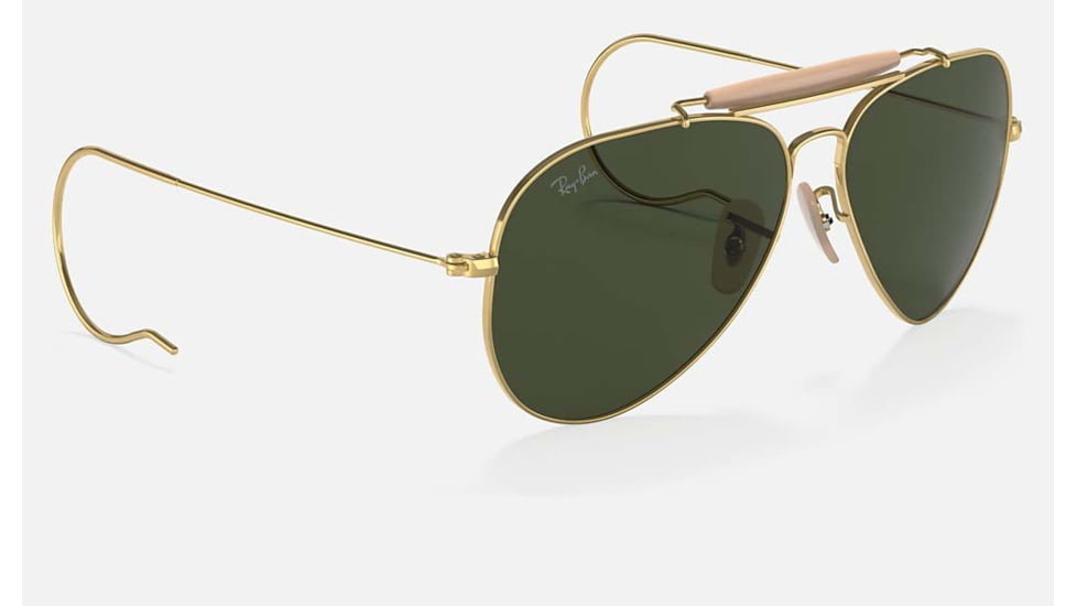 Ray-Ban Outdoorsman Sunglasses, Gold Frame, G-15 Green Lens, 58, RB3030-W3402-58