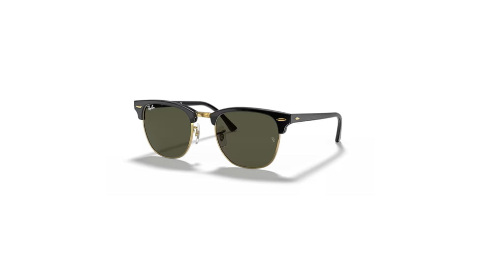 Ray-Ban Ray-Ban Clubmaster Classic Polished Black On Gold Sunglasses, 0RB3016-4449
