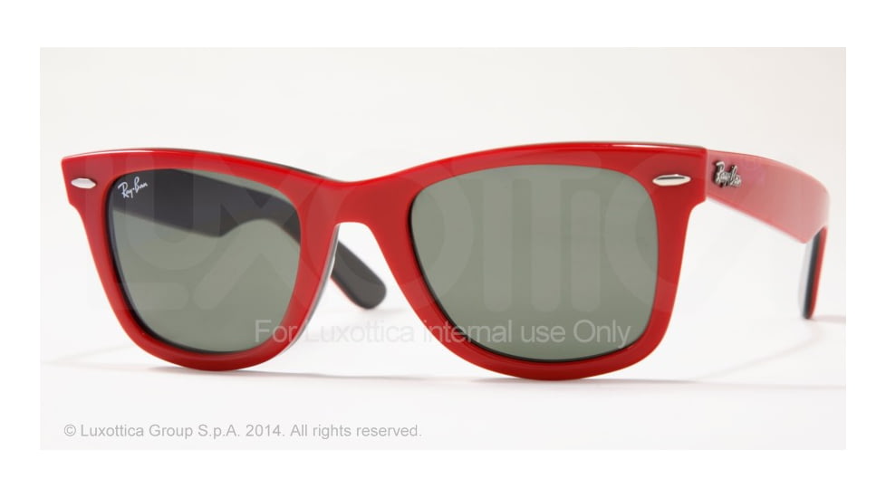 Ray-Ban RB2140 Progressive Sunglasses - Top Red On Black Crystal Green Frame / 54 mm Prescription Lenses, 955-5418