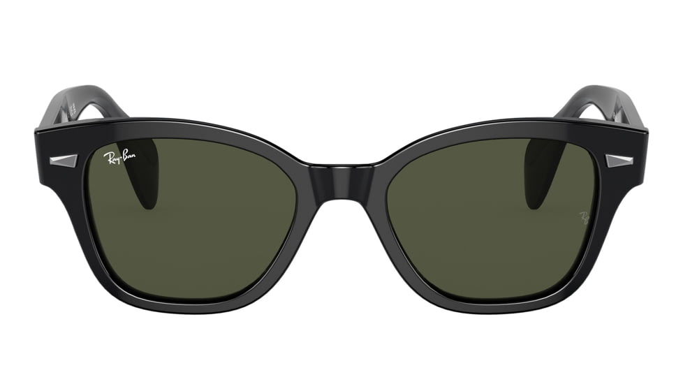 Ray-Ban RB0880SF Sunglasses, Black Frame, Green Lens, Asian Fit, 53, RB0880SF-901-31-53