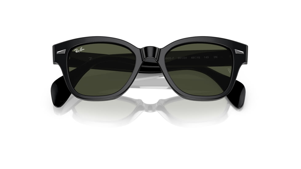 Ray-Ban RB0880SF Sunglasses, Black Frame, Green Lens, Asian Fit, 53, RB0880SF-901-31-53