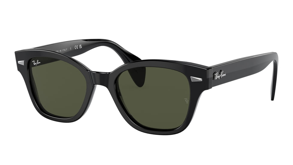 Ray-Ban RB0880SF Sunglasses, Black Frame, Green Lens, Asian Fit, 53, RB0880SF-901-31-53