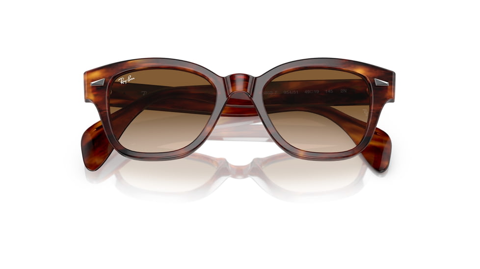 Ray-Ban RB0880SF Sunglasses, Striped Havana Frame, Clear Gradient Brown Lens, Asian Fit, 53, RB0880SF-954-51-53