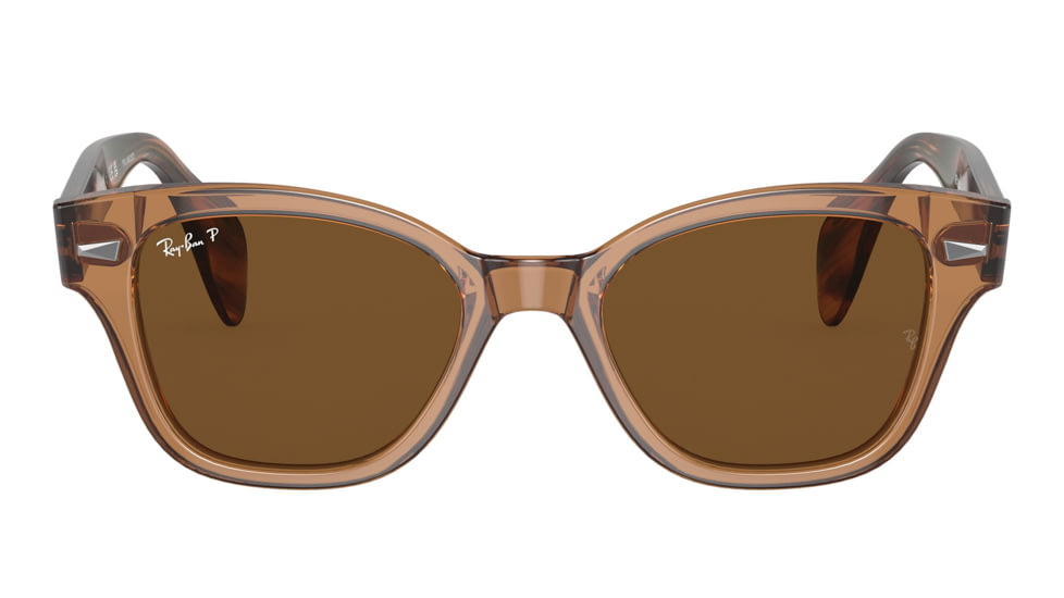 Ray-Ban RB0880SF Sunglasses, Transparent Brown Frame, Brown Polarized Lens, Asian Fit, 53, RB0880SF-664057-53