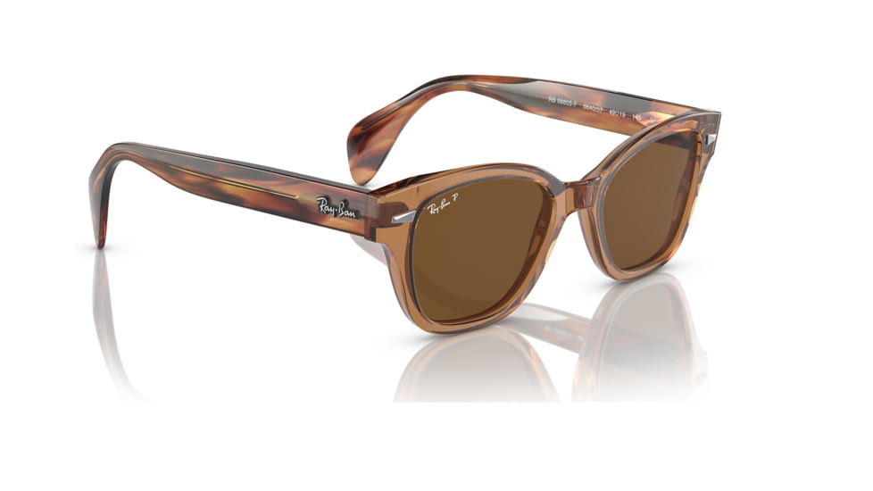 Ray-Ban RB0880SF Sunglasses, Transparent Brown Frame, Brown Polarized Lens, Asian Fit, 53, RB0880SF-664057-53