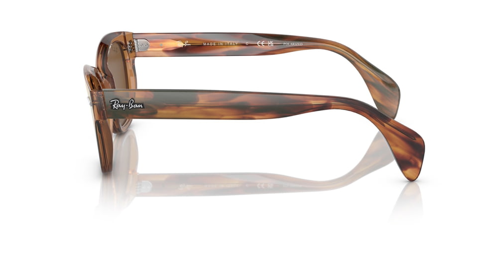 Ray-Ban RB0880SF Sunglasses, Transparent Brown Frame, Brown Polarized Lens, Asian Fit, 53, RB0880SF-664057-53