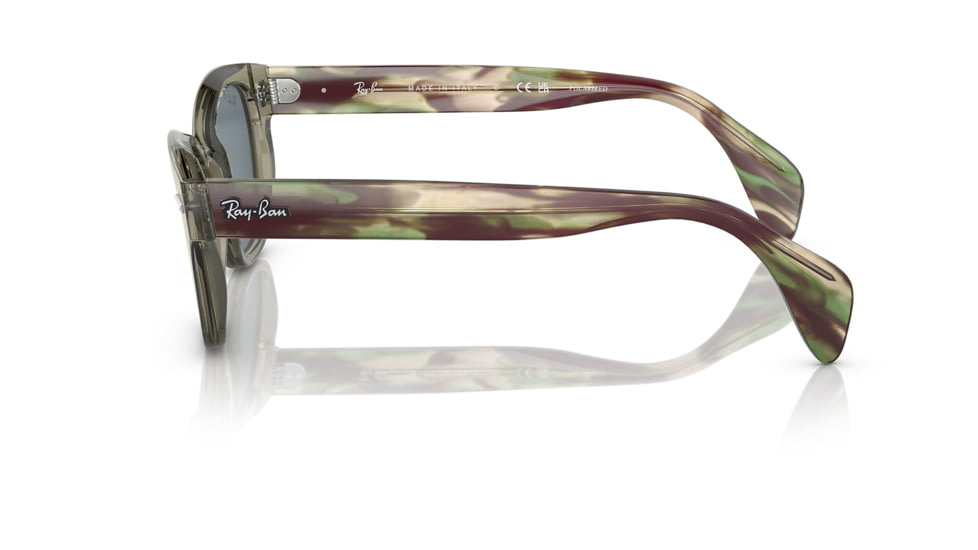 Ray-Ban RB0880SF Sunglasses, Transparent Green Frame, Dark Blue Polarized Lens, Asian Fit, 53, RB0880SF-66353R-53
