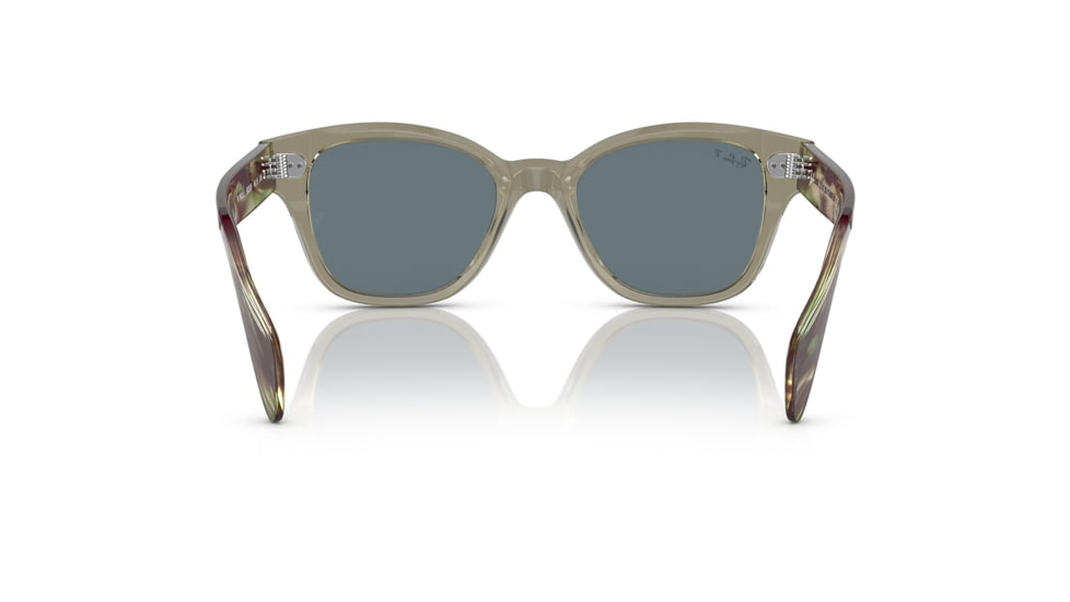 Ray-Ban RB0880SF Sunglasses, Transparent Green Frame, Dark Blue Polarized Lens, Asian Fit, 53, RB0880SF-66353R-53