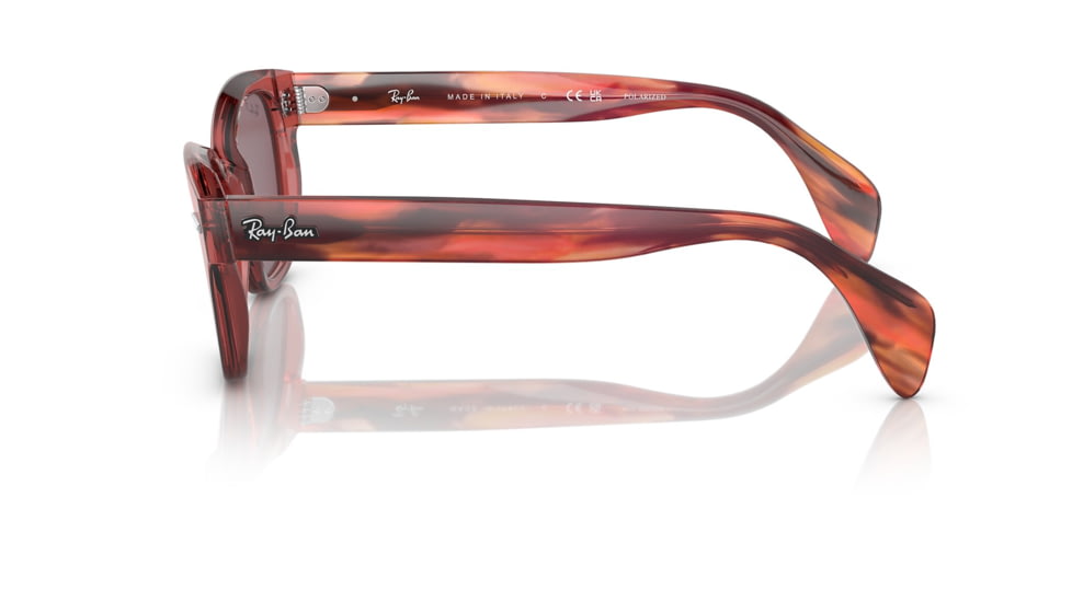 Ray-Ban RB0880SF Sunglasses, Transparent Pink Frame, Dark Violet Polarized Lens, Asian Fit, 53, RB0880SF-6639AF-53
