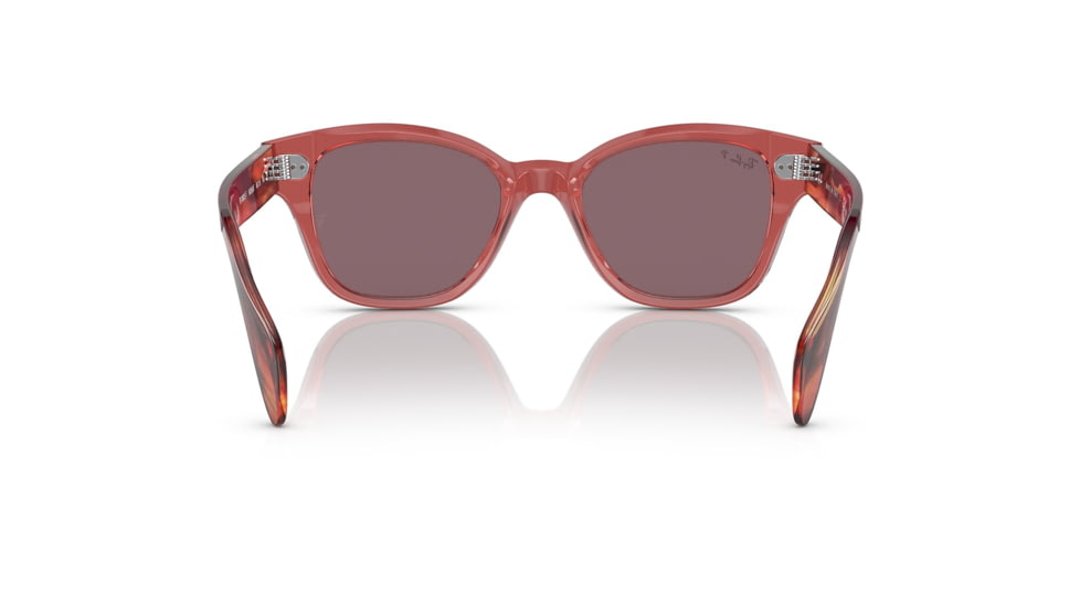 Ray-Ban RB0880SF Sunglasses, Transparent Pink Frame, Dark Violet Polarized Lens, Asian Fit, 53, RB0880SF-6639AF-53