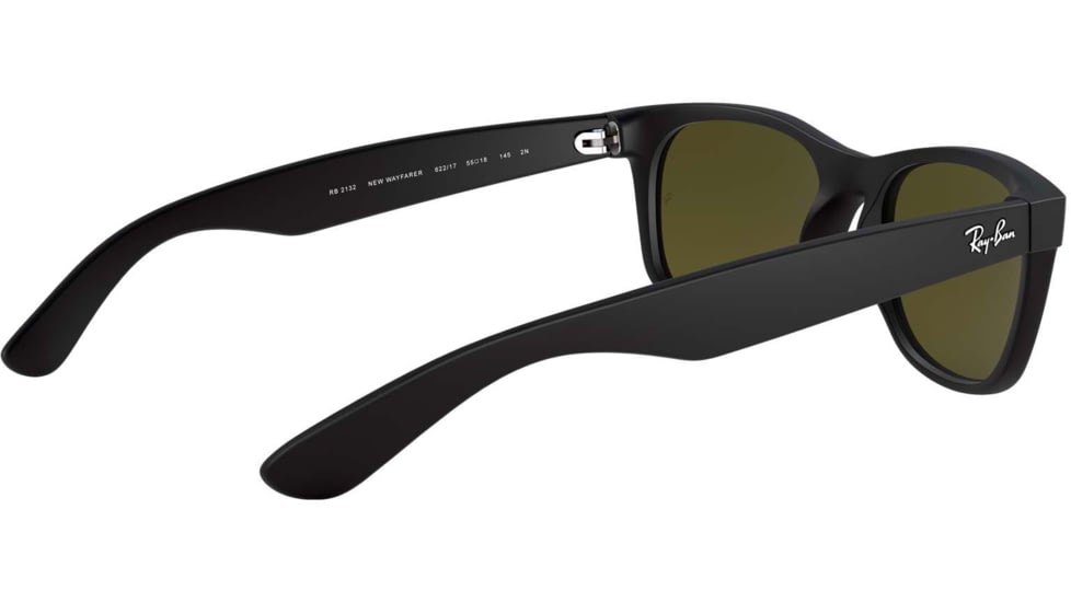 Ray-Ban RB2132 New Wayfarer Sunglasses, Rubber Black Frame, Grey Mirror Blue Lenses, 622/17-55