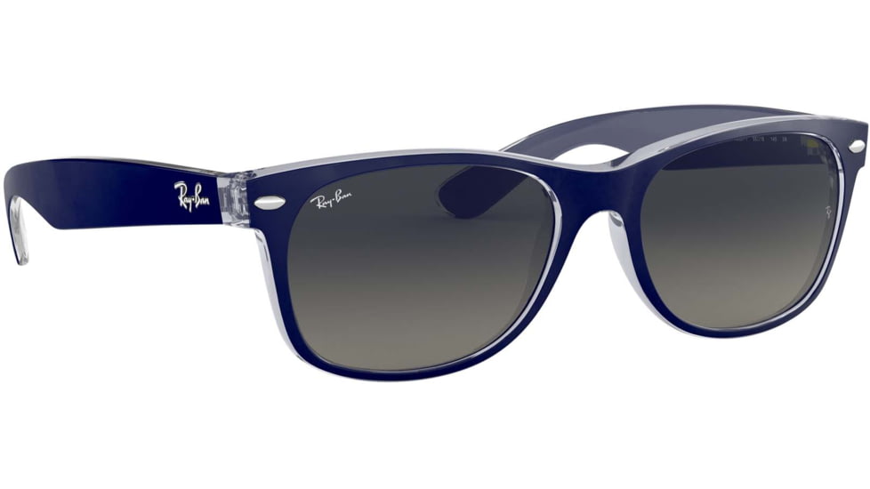 Ray-Ban RB2132 New Wayfarer Sunglasses, Top Matte Blue On Trasparent Frame, Grey Gradient Lenses, 605371-52