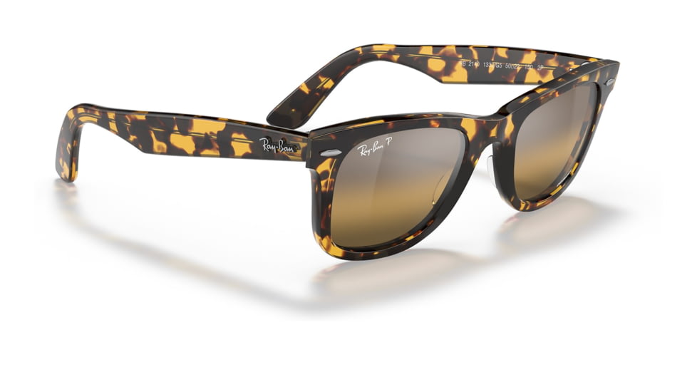 Ray-Ban RB2140 Original Wayfarer Sunglasses, Yellow Havana Frame, Silver/Brown Chromance Lens, Polarized, 50, RB2140-1332G5-50