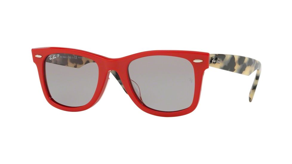Ray-Ban RB2140F Single Vision Prescription Sunglasses, 54mm, Red/Tortoise, RB2140F-1243P2-54-SV