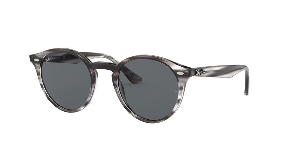 Ray-Ban RB2180 Progressive Prescription Sunglasses, 49mm, Striped Grey Havana, RB2180-643087-49-PRO