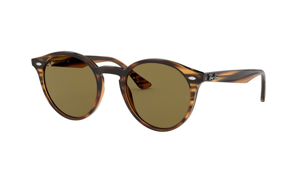 Ray-Ban RB2180 Progressive Prescription Sunglasses, 49mm, Striped Red Havana, RB2180-820-73-49-PRO