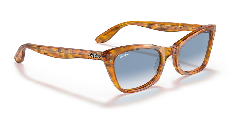 Ray-Ban RB2299 Lady Burbank Sunglasses - Womens, Amber Tortoise Frame, Clear Gradient Blue Lens, 55, RB2299-13423F-55